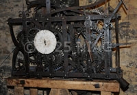 Mechanism of a six-hour clock built by a local blacksmith.