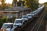 Freight train passing through the former Aynho station.